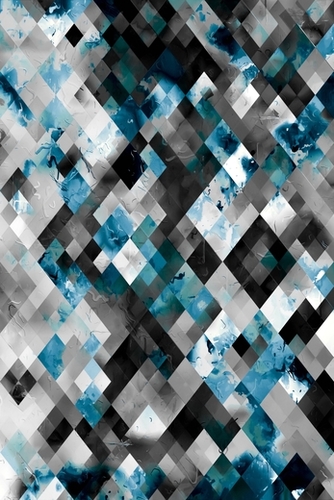 geometric pixel square pattern abstract background in blue black Mural by Timmy333
