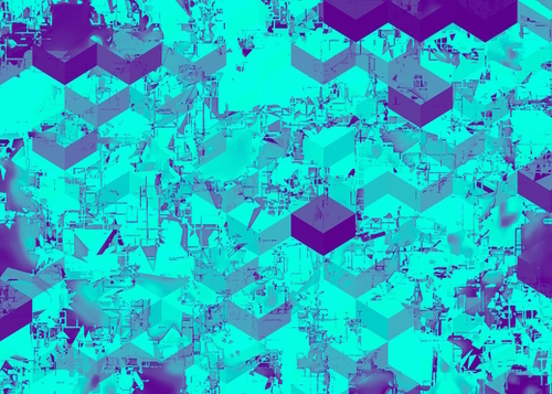 geometric square pattern abstract in blue Mural by Timmy333