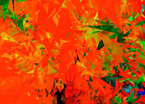 geometric triangle pattern abstract in orange green Mural by Timmy333