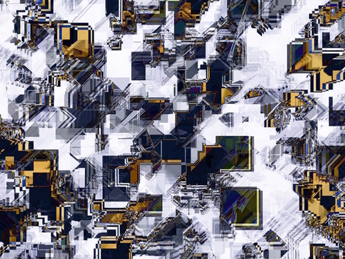 geometric square pixel art abstract in brown and black Mural by Timmy333