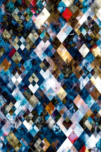 geometric pixel square pattern abstract background in blue brown Mural by Timmy333