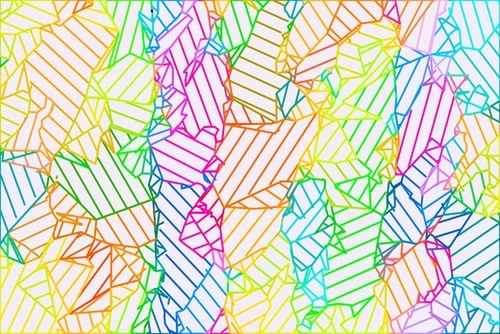 geometric fractal line abstract background in pink blue yellow green Mural by Timmy333