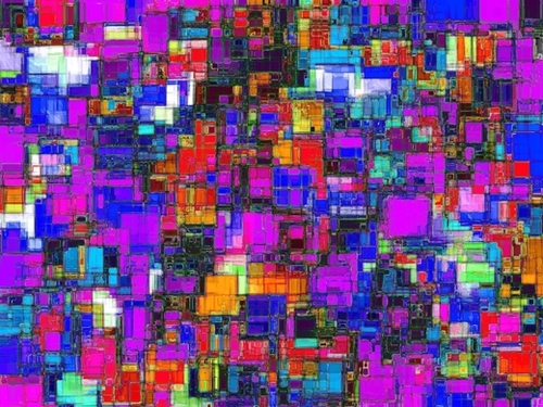 geometric square shape pattern abstract background in pink blue orange Mural by Timmy333
