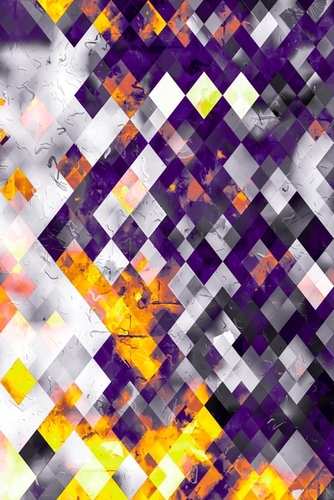 geometric pixel square pattern abstract art background in purple orange brown Mural by Timmy333