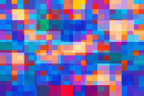 geometric pixel square pattern abstract background in blue red pink Mural by Timmy333