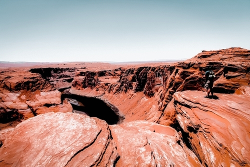 Desert landscape with blue sky at Horseshoe Bend, Arizona, USA Mural by Timmy333