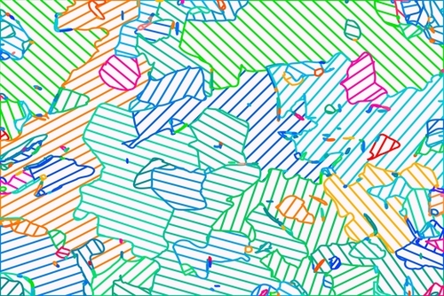 fractal geometric line abstract background in green blue pink Mural by Timmy333