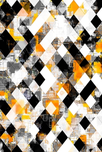 geometric pixel square pattern abstract background in yellow orange black Mural by Timmy333
