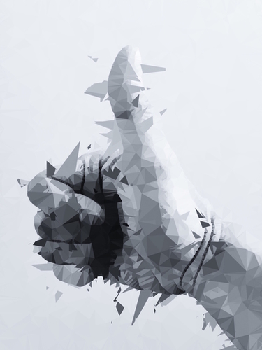 splash geometric thumbs up abstract background in black and white Mural by Timmy333