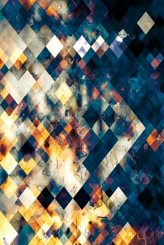 geometric square pixel pattern abstract background in blue brown orange Mural by Timmy333
