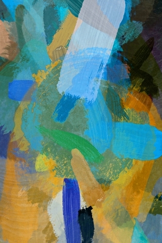 abstract splatter brush stroke painting texture background in blue yellow brown Mural by Timmy333