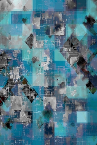 graphic design geometric pixel square pattern abstract background in blue black Mural by Timmy333