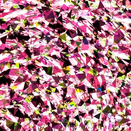 geometric triangle pattern abstract in pink yellow Mural by Timmy333