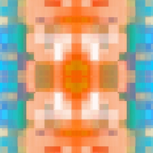 geometric symmetry art pixel square pattern abstract background in orange blue Mural by Timmy333