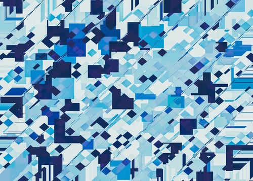 geometric square pixel pattern abstract background in blue Mural by Timmy333
