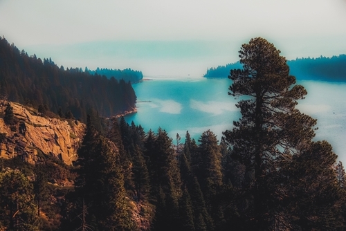 Beautiful lake view at Emerald Bay Lake Tahoe California USA Mural by Timmy333