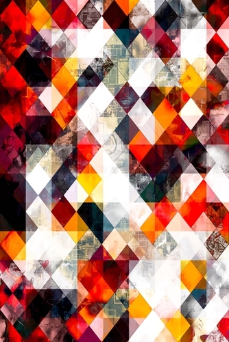 geometric pixel square pattern abstract background in red orange brown Mural by Timmy333