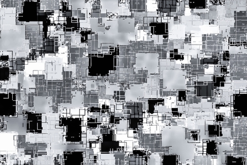 geometric square pattern abstract art in black and white Mural by Timmy333