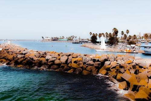 Summer beach with blue sky at Redondo beach California USA  Mural by Timmy333