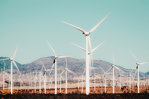 Wind turbine in the desert at Kern County California USA Mural by Timmy333