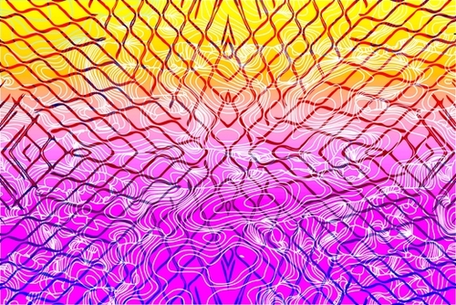 geometric symmetry line pattern abstract in purple pink orange yellow Mural by Timmy333