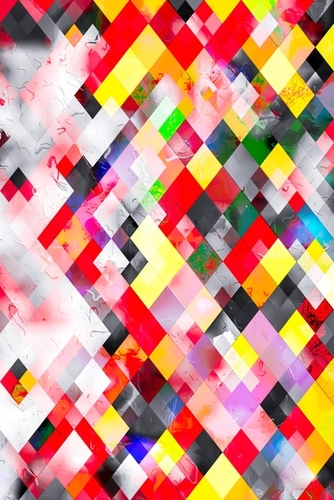 colorful geometric square pixel pattern abstract in red pink yellow Mural by Timmy333