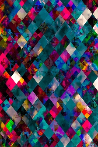 geometric pixel square pattern abstract art in blue pink purple Mural by Timmy333