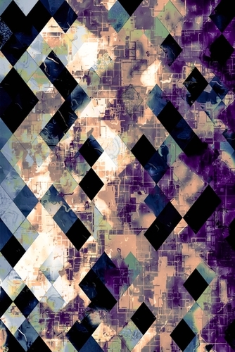 geometric pixel square pattern abstract art in purple blue brown Mural by Timmy333