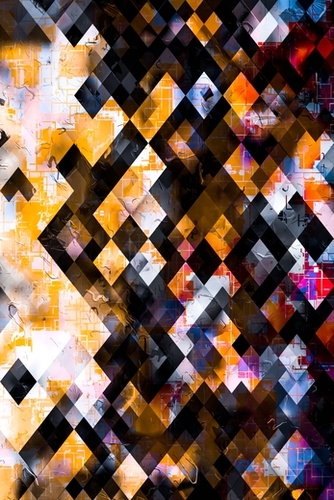 geometric square pixel pattern abstract background in orange pink blue Mural by Timmy333
