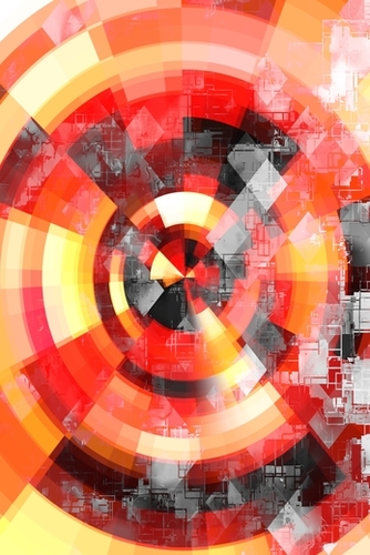 graphic design geometric circle pattern abstract background in red brown yellow Mural by Timmy333