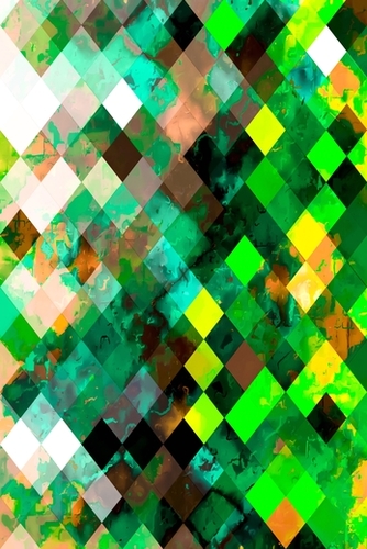 geometric pixel square pattern abstract background in green yellow Mural by Timmy333