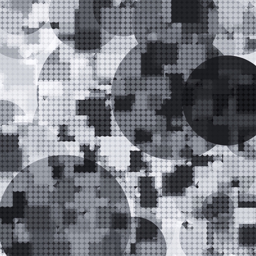 geometric circle pattern abstract in black and white Mural by Timmy333