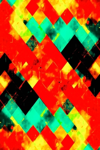 geometric square pixel pattern abstract background in red green yellow Mural by Timmy333