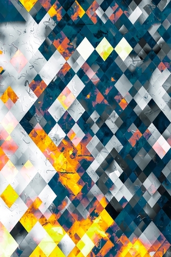 geometric pixel square pattern abstract background in blue orange brown Mural by Timmy333