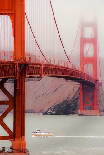 Golden Gate Bridge San francisco USA in foggy day Mural by Timmy333