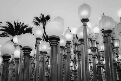Urban Light at LACMA Los Angeles California USA in black and white Mural by Timmy333
