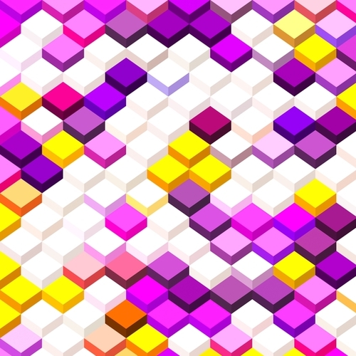 geometric square cube pattern abstract background in purple pink yellow Mural by Timmy333