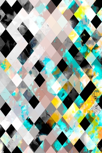 geometric pixel square pattern abstract background in blue yellow green Mural by Timmy333