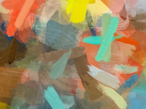 splash brush painting texture abstract background in orange brown blue yellow Mural by Timmy333