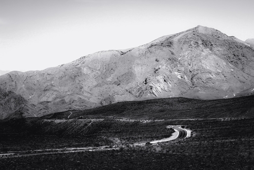 desert and mountain at Death Valley national park California in black and white Mural by Timmy333