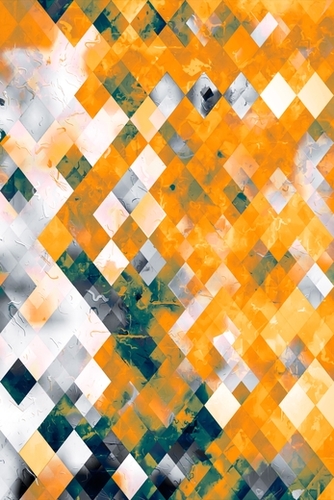 geometric pixel square pattern abstract background in orange brown green Mural by Timmy333