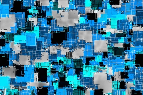 geometric square pixel pattern abstract background in blue Mural by Timmy333