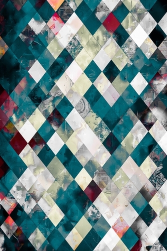geometric pixel square pattern abstract background in blue green Mural by Timmy333