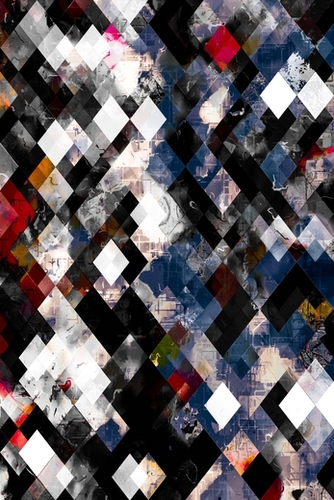 geometric pixel square pattern abstract background in blue red black Mural by Timmy333