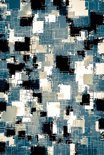 geometric pixel square pattern abstract background in blue black and white Mural by Timmy333