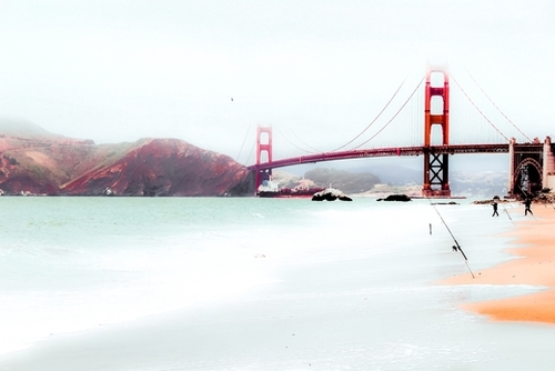 beach at Golden Gate Bridge, San Francisco, USA Mural by Timmy333