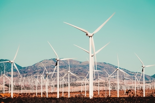 Wind turbine in the desert at Kern County California USA Mural by Timmy333