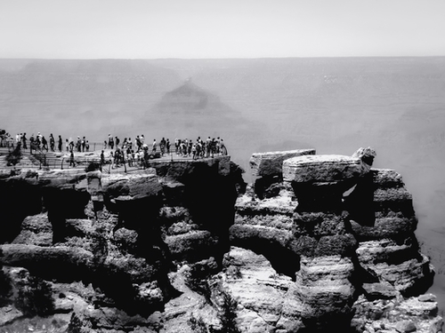 mountain desert view at Grand Canyon national park Arizona in black and white Mural by Timmy333