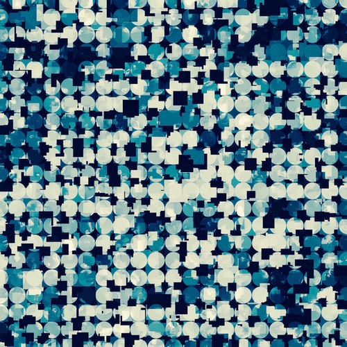 geometric square and circle pattern abstract in blue green Mural by Timmy333