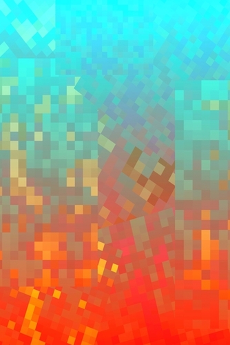 geometric pixel square pattern abstract background in blue orange Mural by Timmy333